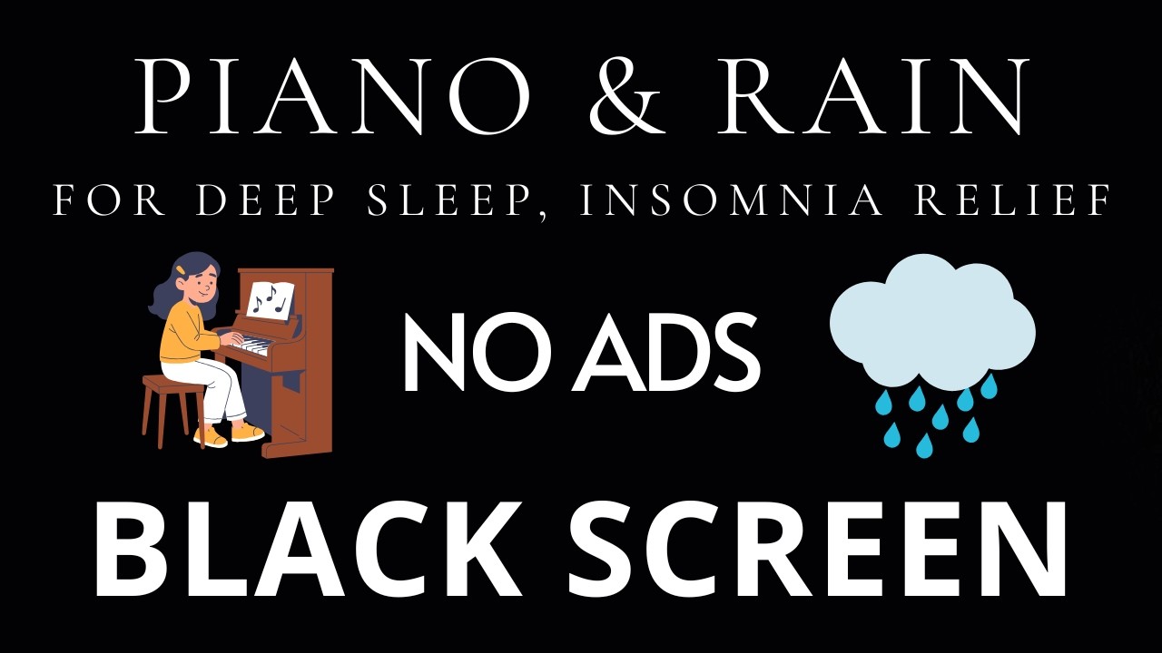 Спокойная фортепианная музыка и звуки дождя. Прямая трансляция без рекламы | Черный экран
