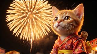日本の夏祭り：浴衣姿の猫、モンちゃんの花火大会体験 - YouTube