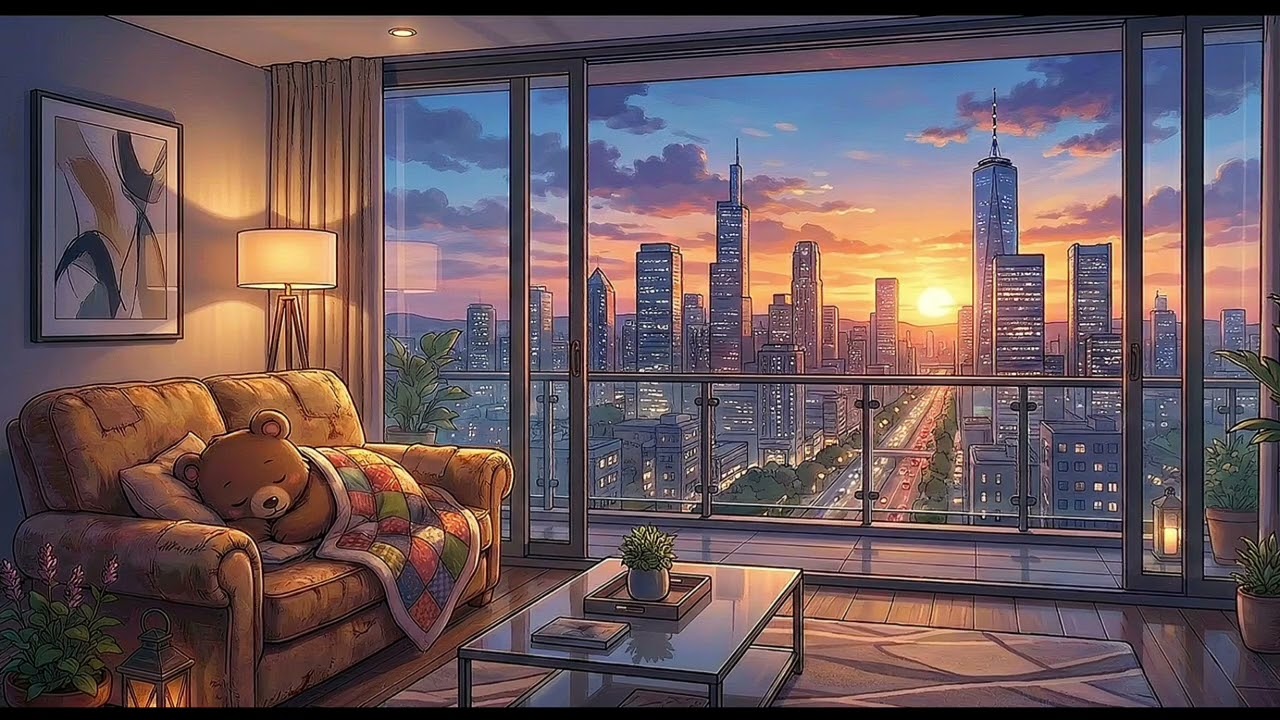 Sleep All Night in This Cozy Bedroom 🌃 Quiet City Night Ambience
