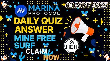Marina Protocol Daily Quiz answer 02/11/2025 Mine free Marina $SURF Tokens daily Airdrop verified