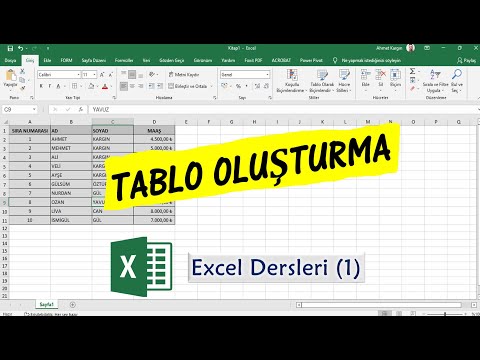 Excel Dersleri (1) Tablo Oluşturma