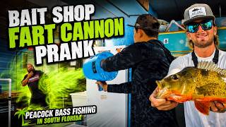 Bait Shop Fart Cannon Prank + Peacock Bass Fishing in South Florida