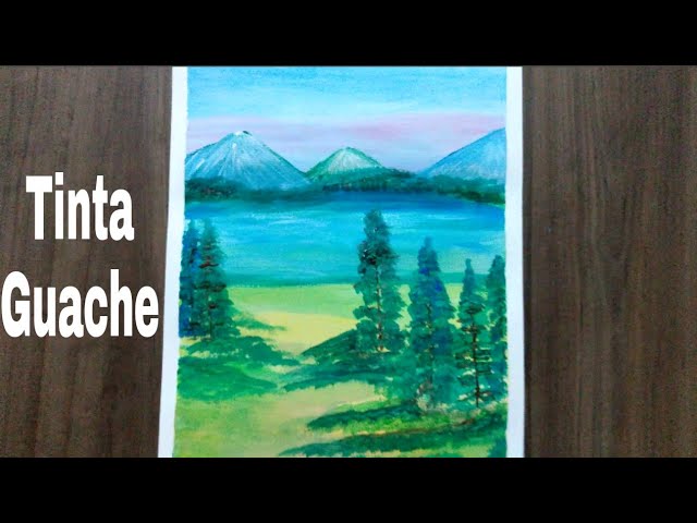 Pintura com tinta Guache, Paisagem. 