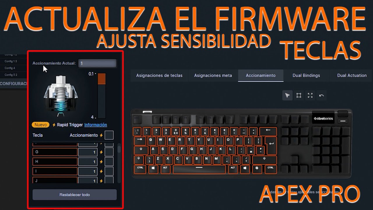 Mejorar la sensibilidad de teclado apex pro actualizar firmware 2023