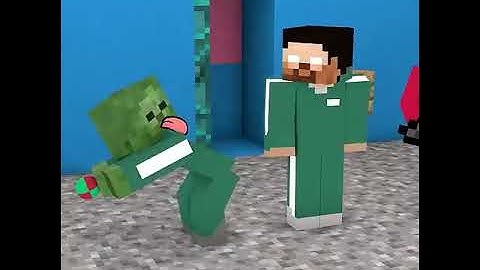 When Zombie and Herobrine Plays The Squid Game Marbles |  Minecraft Animation