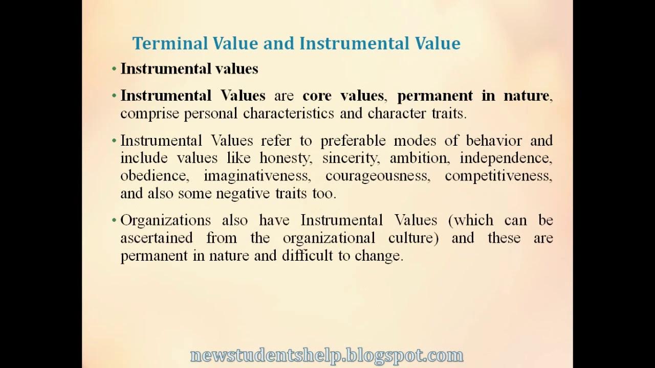 Value instrument. Intrinsic instrumental value. terminal value.