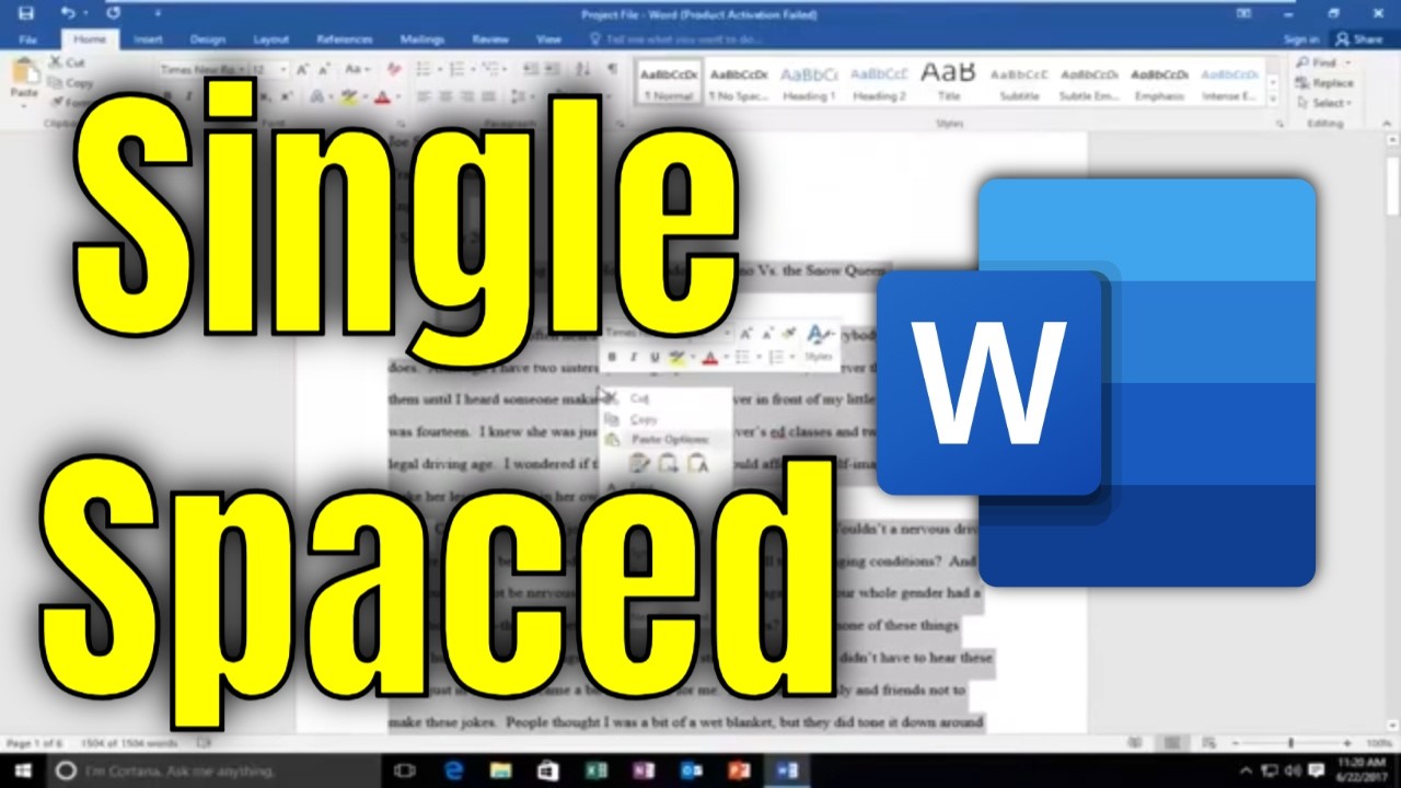 Sample File Word File How To Make Word Document Single Space - YouTube