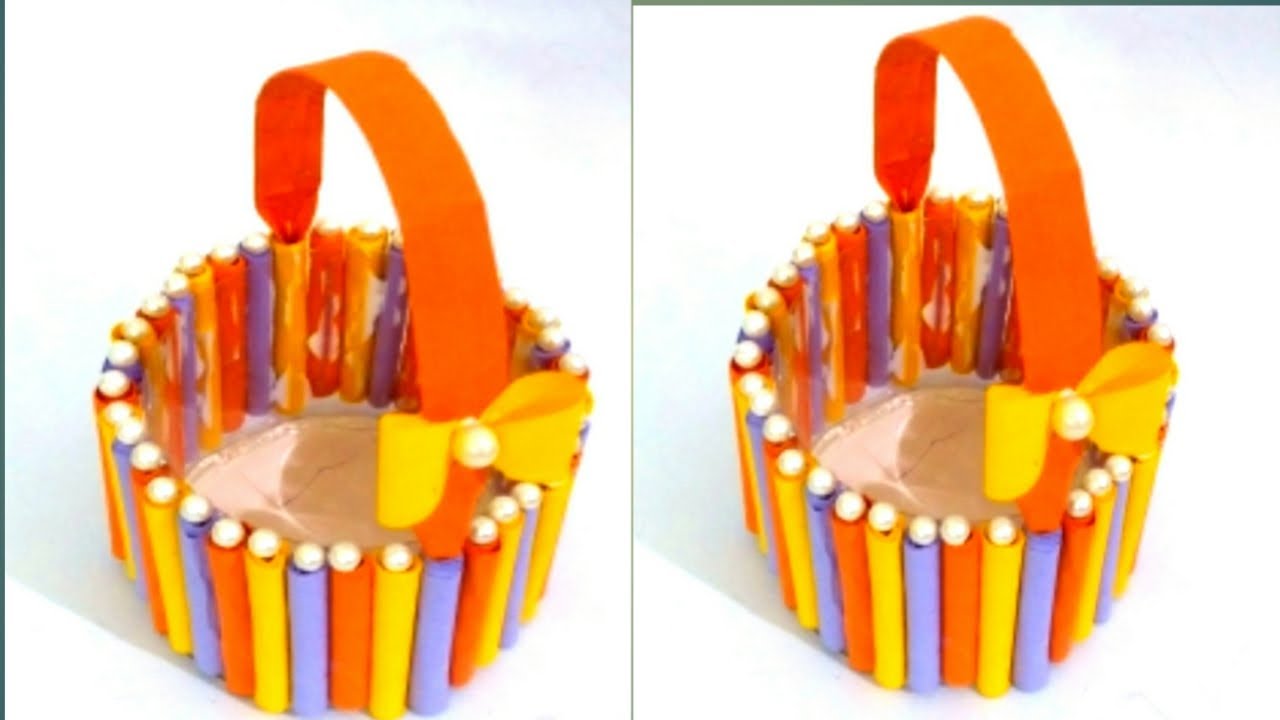 How to make easy Basket paper craft Diy basket YouTube