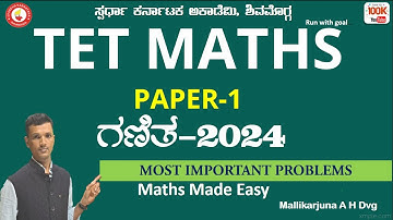 TET Maths-2024|Paper-1|Important Questions Analysis|Mallikarjun A H Dvg@spardhakarnatakaacademy