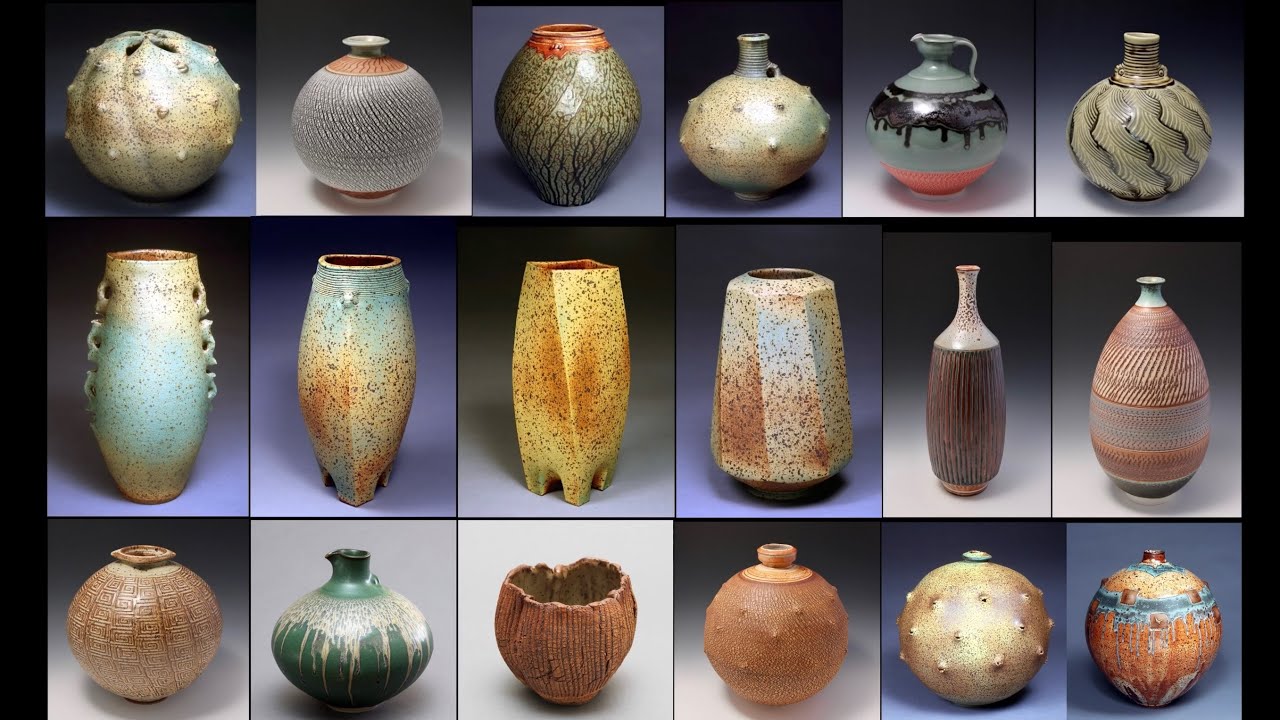 中国美術 紫斑釉 金字 題詞 梅瓶 高35cm(LC129) 504. A Slide Show of 100 Vases/Vessels/Bottles made by Hsin-Chuen