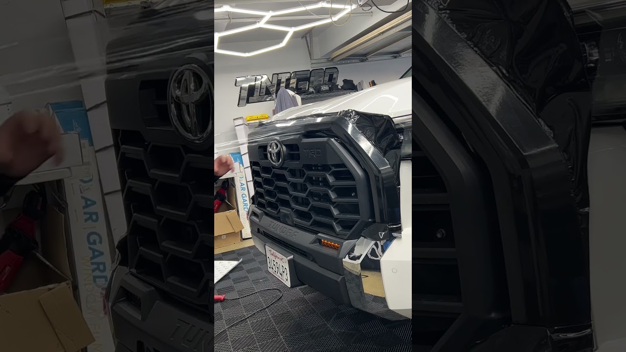 Chrome delete on this brand new tundra. Grille getting wrapped in gloss black 3M 2080 vinyl