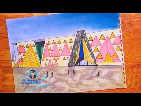 رسم المتحف المصري الجديد 1 Drawing Of The New Egyptian Museum  رسم المتحف المصري الجديد 1 Drawing Of The New Egyptian Museum