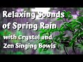Relaxing Sounds of Spring Rain / Crystal and Zen Singing Bowls #study #relax #sleepmusic #healing