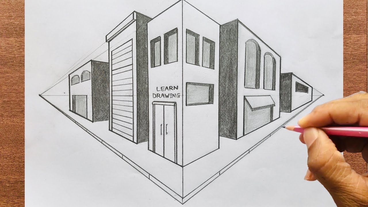 How To Draw A City In Two Point Perspective For Beginners 3d Drawing Youtube