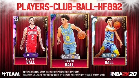 *FREE GALAXY OPAL LONZO BALL LOCKER CODE FROM PLAYERS CLUB IN NBA 2K20 MYTEAM!!
