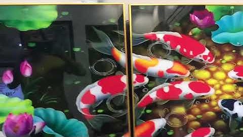 0988745140/Tranh treo phòng khách cửu ngư quần hội pgur tráng gương cao cấp