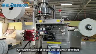 Automatic inner and outer filter paper tea bag packing machine with string and label