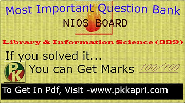 Library and Information Science 339 Most Important Question Paper with Marking Scheme Best for Exam