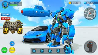 Blue Submarine Robot Transform Wars: Car Drone Submarine Robot Game 2026 - Android Gameplay screenshot 1