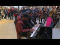 Shoppers are astonished watching this trio unbelievable pianists