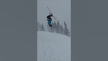 Learning to backflip on skis #skiing
