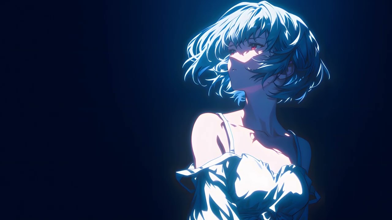 Ayanami Rei Beneath Blue Light 💙 | 4K Anime Live Wallpaper (3840×2160)