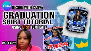 EASY CANVA GRADUATION SHIRT DESIGN  | PINK PALACE DESIGN TEMPLATE FROM ETSY screenshot 1