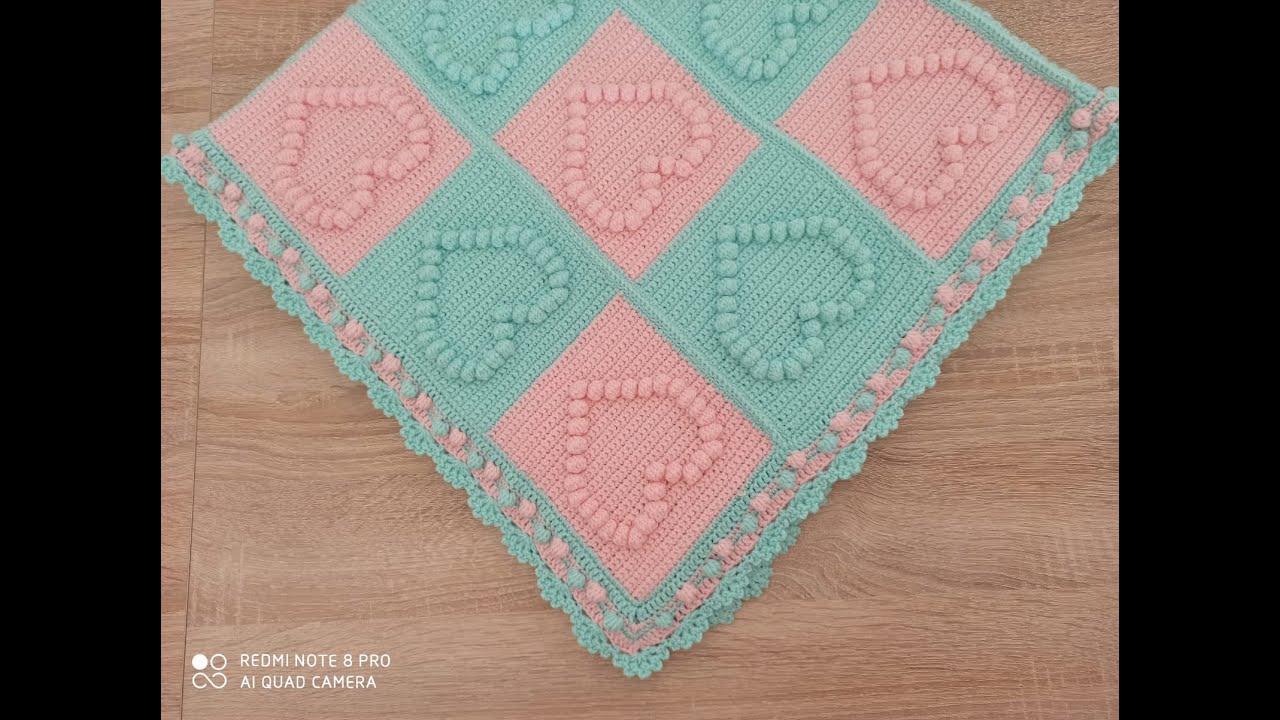 Popcorn Bebek Battaniyesi Birleştirme ve Kenar Oyası Yapılışı Popcorn Baby Blanket