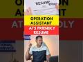 Resume Builder Malayalam Operation Assistant #atsmalayalam #atsfriendlyresume #atscv #atsscore #cv