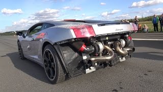 1400HP Twin Turbo Lamborghini Gallardo  EPIC accelerations and sounds!!