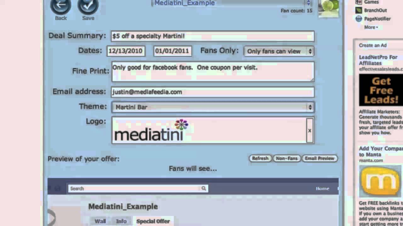 Deliver coupons to your facebook fans through mediafeedia YouTube