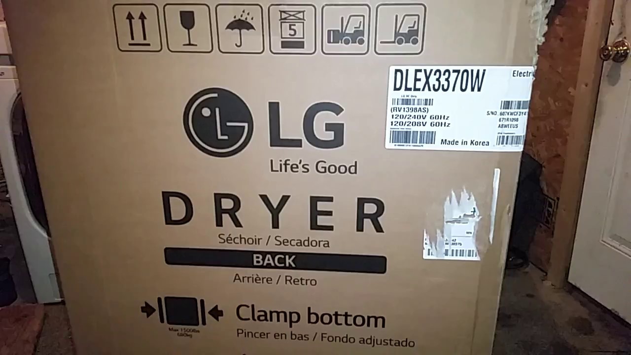 unboxing LG Dlex3370w dryer YouTube