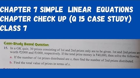 Chp 7 Simple Linear Equations. Check Up ( Q15 Case Based). Class 7. Oxford Mathematics