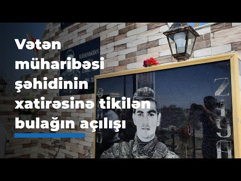 Kürdəmirdə Vətən müharibəsi şəhidinin xatirəsinə tikilən bulağın açılışı olub