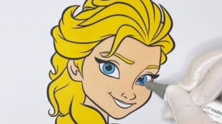 Elsa Coloring with Markers ❄️ Relaxing & Satisfying Coloring Process | Ice Princess Art screenshot 1