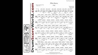Drum Score - P!nk - Who Knew (Preview)