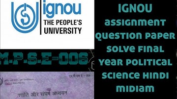 M.P.S.E-006 assignment question paper solve#assignment #ignou