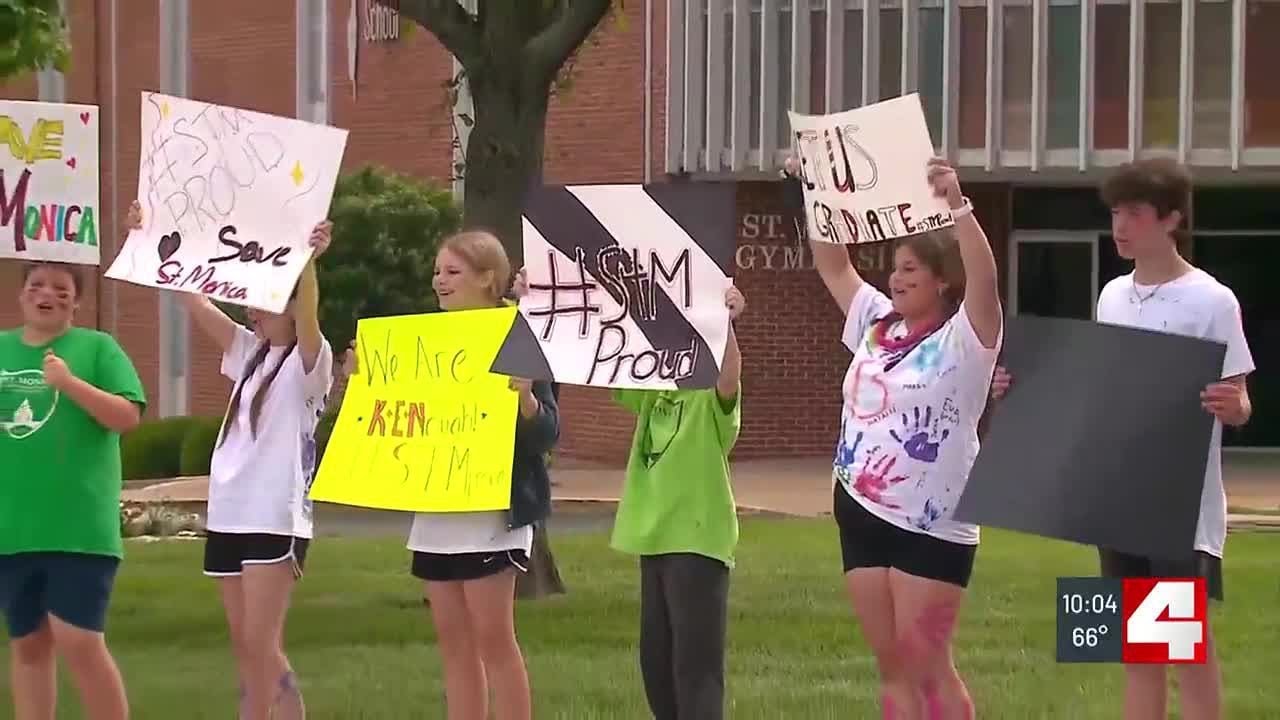 Parents and students rally at St. Monica Parish to stop school closure ...