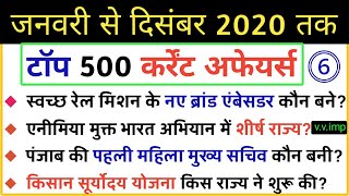 Current Affairs 2020 with details | Top 500 Current Affairs 2020 in hindi Part-6, January to October