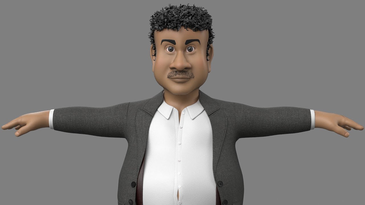 cartoon detective 3d character 360 