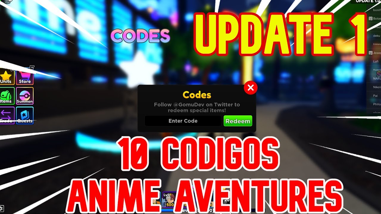 UPDATE 1| 10 CODIGOS DE ANIME ADVENTURES CODES ROBLOX *gemas y tikets ...
