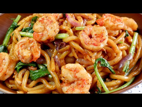 Easiest Shrimp Udon Stir Fry in Garlic & Onion Sauce Recipe 洋葱蒜香虾仁乌冬面 Chinese Prawn Chow Mein hqdefault