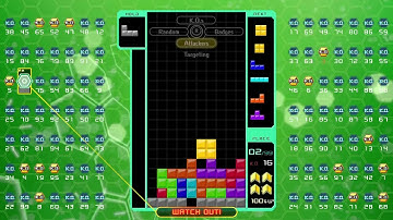 i got my 11th tetris 99 CPU battle win on level 5!!!!