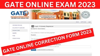 GATE 2023 IMPORTANT NOTICE ¦¦ GATE ONLINE CORRECTION FORM 2023