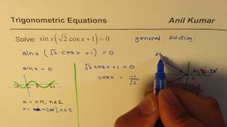 General Solution of Trig Quadratic Equation sin x(sqrt2 cosx + 1) = 0