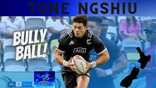 TONE NGSHIU breaks for a wrecking ball try v Fiji at OCEANIA SEVENS | All Blacks 7s | Rugby Olympics