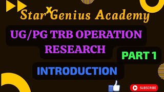 UG / PG TRB MATHS OPERATION RESEARCH @stargeniusacademydpi  #maths #pgtrb