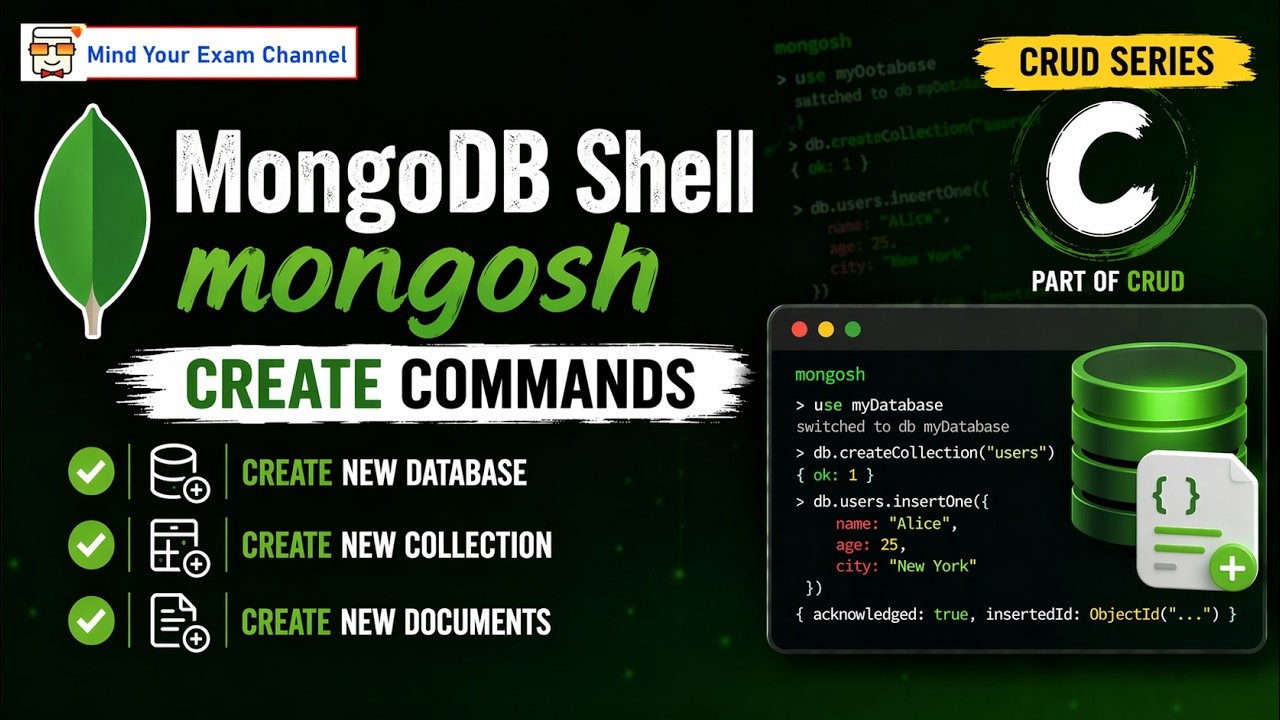 Create Databases, Collections & Documents in MongoDB Shell | CRUD ...