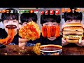 ASMR MUKBANG FIRE NOODLES CHICKEN SAUSAGE BURGER NO BGM 