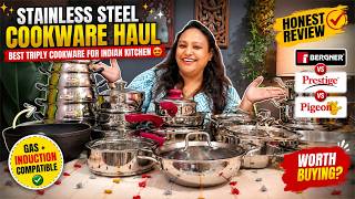 Stainless Steel Cookware Haul 😍 Best Triply Cookware for Kitchen | Bergner vs Prestige vs Pigeon